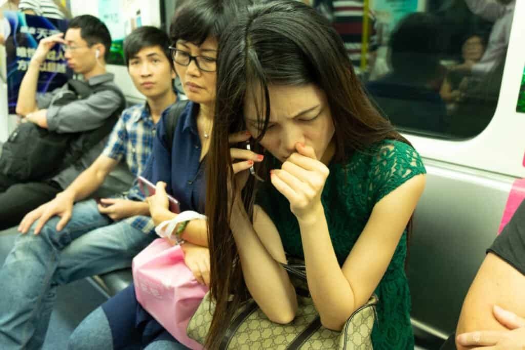 Anxious girl subwayLasian lady, men women