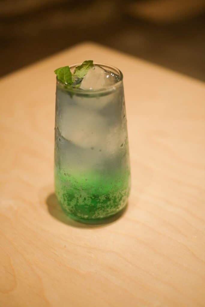 A green drink a product it photo taken for a coffee shop menu