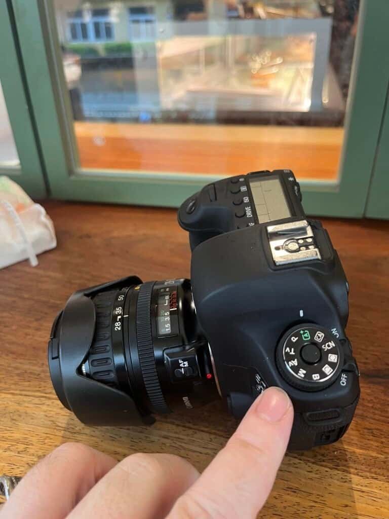 Front view of the canon d6 mark 1 control dialå with lens Held in hand