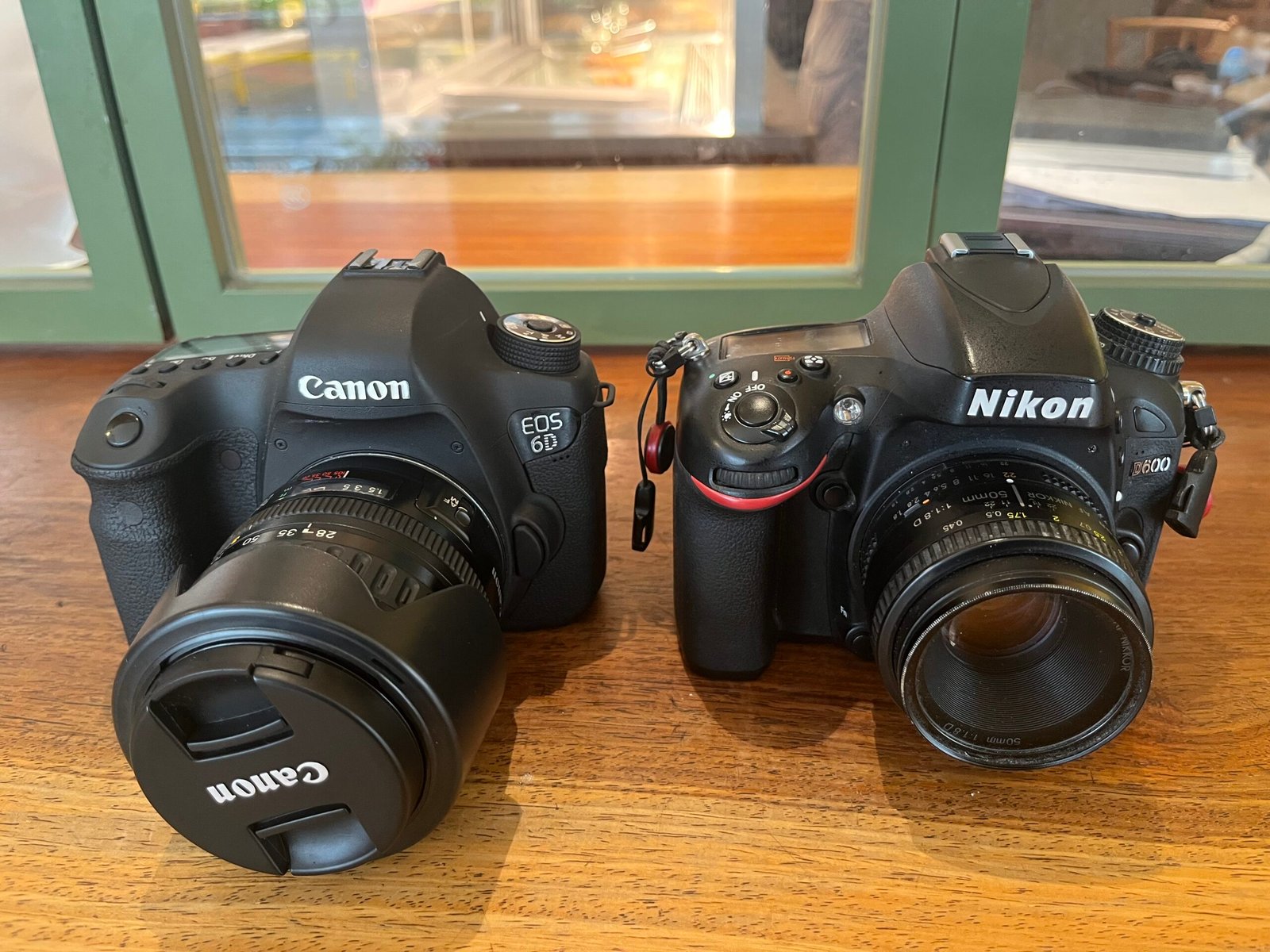 Nikons d600 and canon 6d mark 1 side by side