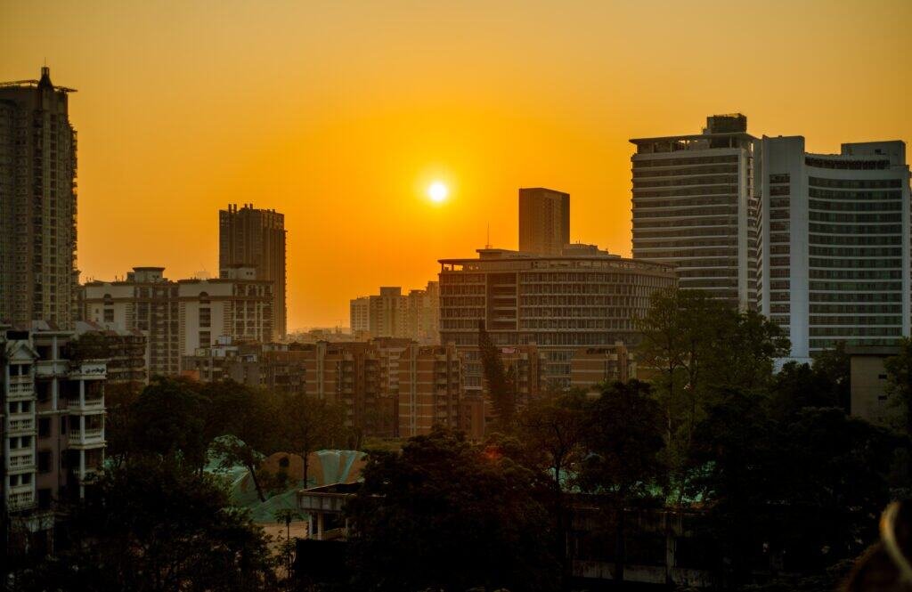Nanshan sunset Shenzhen china top of building looking over nanshan Nikon d600